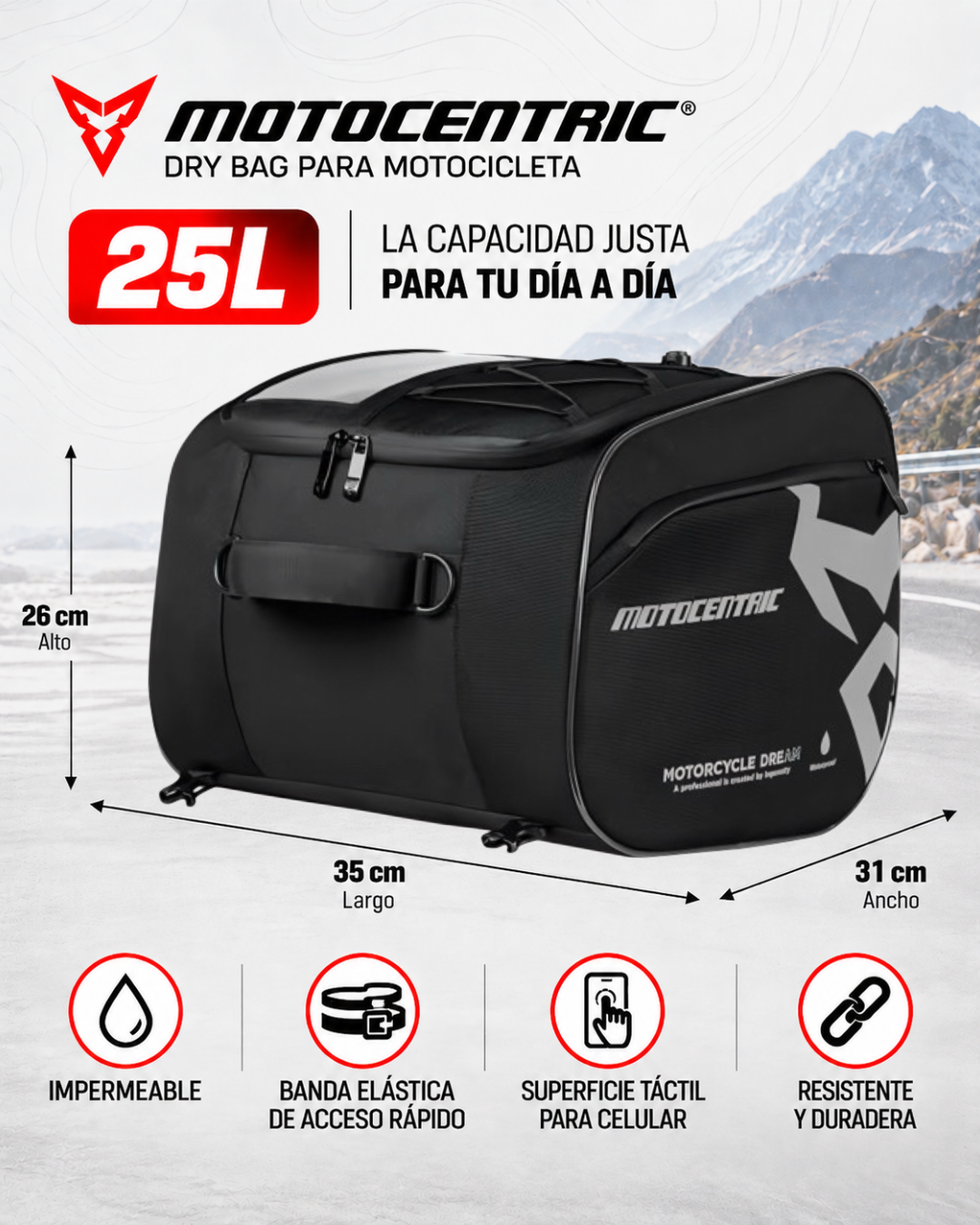 Dry Bag Motocentric 25 Litros